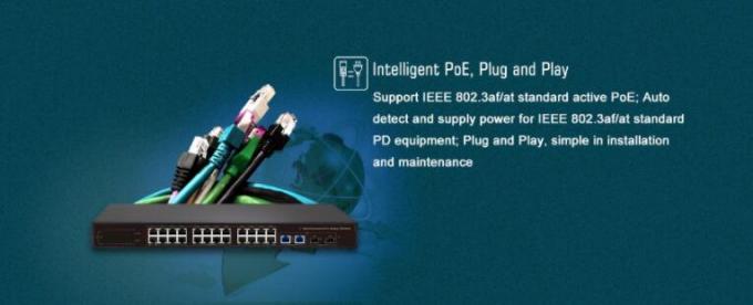 이더네트 스위치, 802.3at 기가비트 24 채널 POE 스위치에 48V 표준 힘