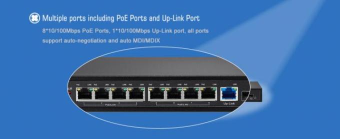 +1*Gigabit 상공 연결 항구 +1*Gigabit SFP 항구를 가진 8 항구 기가비트 유엔 관리 PoE 스위치 802.3at 48V 기준